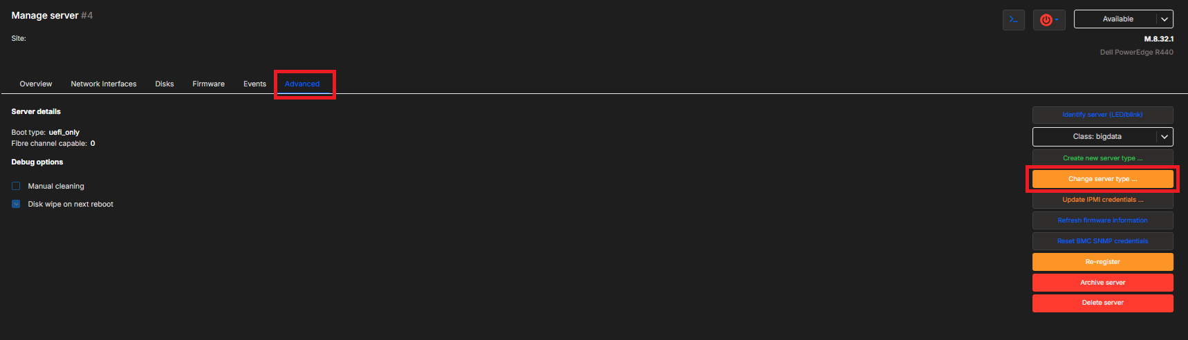 Change Server Type